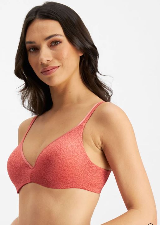 3 x Berlei Barely There T-Shirt Print Underwire Bra Dusty Red Yy4j