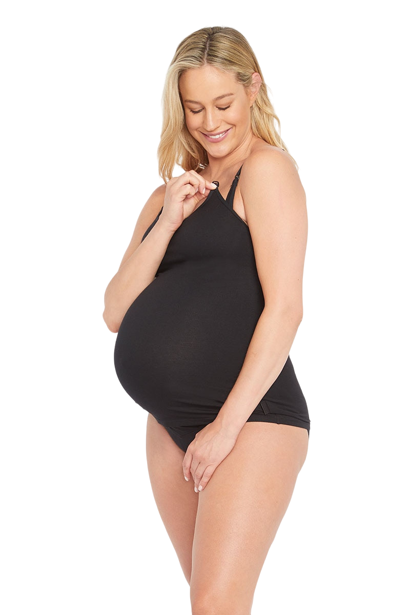 4 x Womens Bonds Maternity Hidden Support Singlet Pregnancy Bumps Black