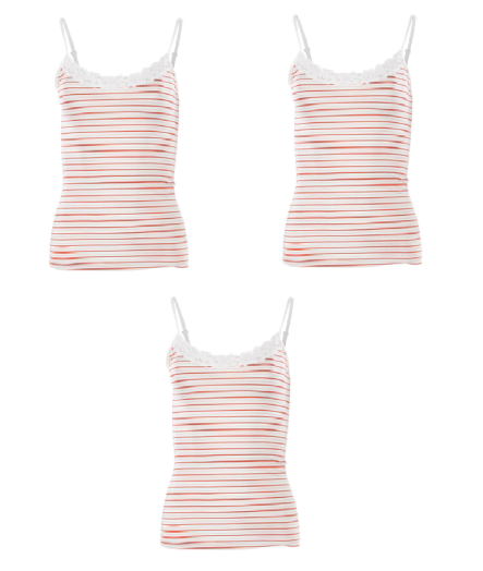 3 x Jockey Parisienne Classic Full Cami Camisole Singlets Red Stripes