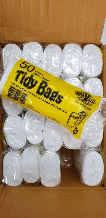 50 Pcs X 27L White Tidy Garbage Bin Liners Bags
