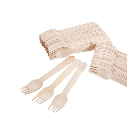 Wooden Cutlery Sets Disposable Bamboo Wood Bulk Buy Forks Spoons Knives 300Pc