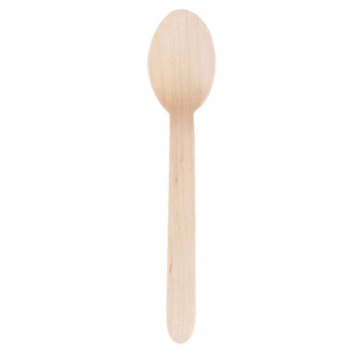 100 X Disposable Wooden Spoons Cutlery Bulk Bamboo Party 160mm Spoon