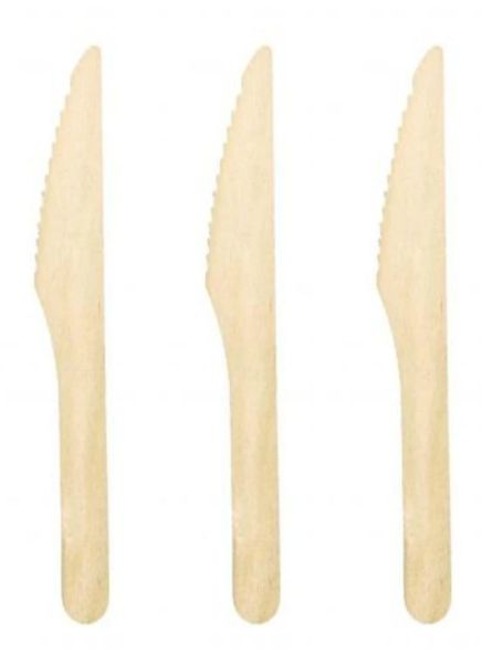 100 X Disposable Wooden Knives Cutlery Bulk Bamboo Party 165mm Knife