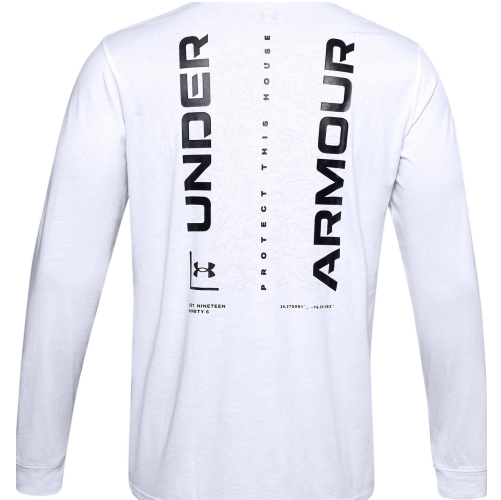 Mens Under Armour Graphic 1996 Long Sleeve Cotton/Polyester T-Shirt White