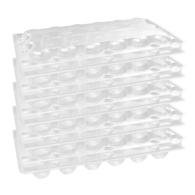 50 X Plastic Clear Quail Egg Cartons For 18 Eggs
