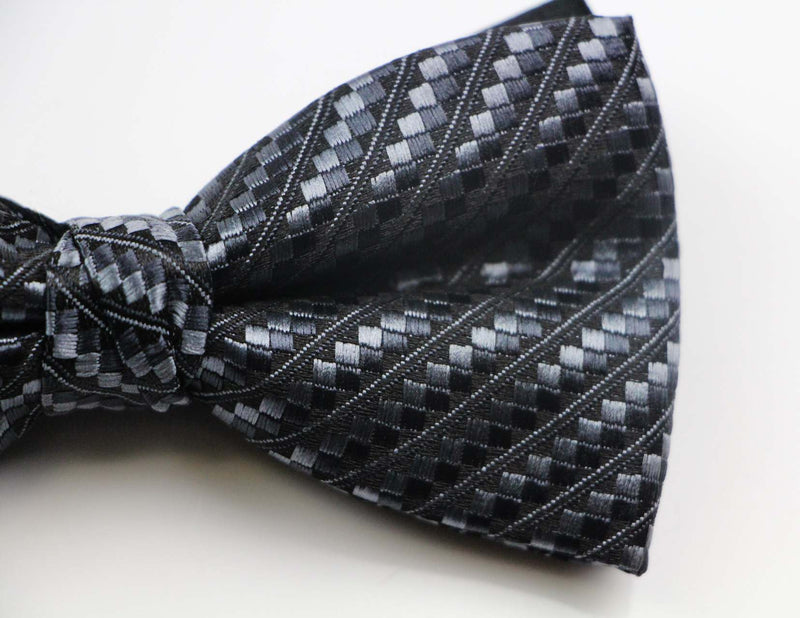 Mens Charcoal Shaded Squares Patterned Bow Tie