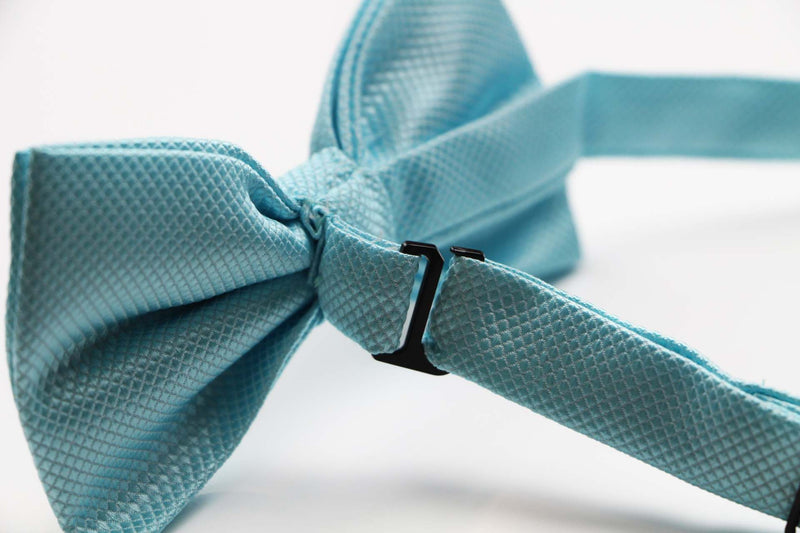 Mens Sky Blue Plain Coloured Checkered Bow Tie