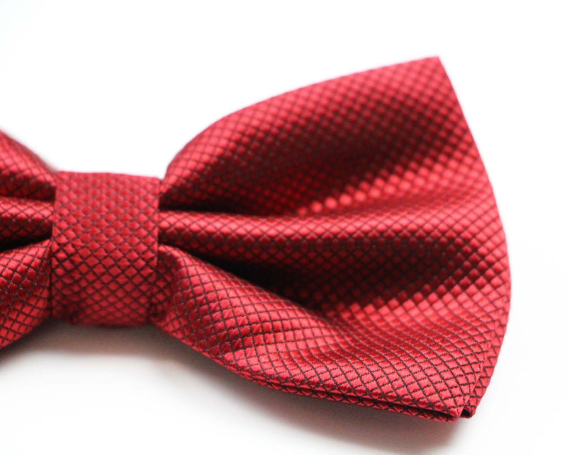 Mens Maroon Plain Coloured Checkered Bow Tie