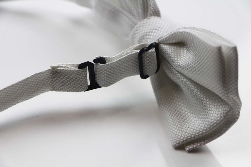 Mens White Plain Coloured Checkered Bow Tie