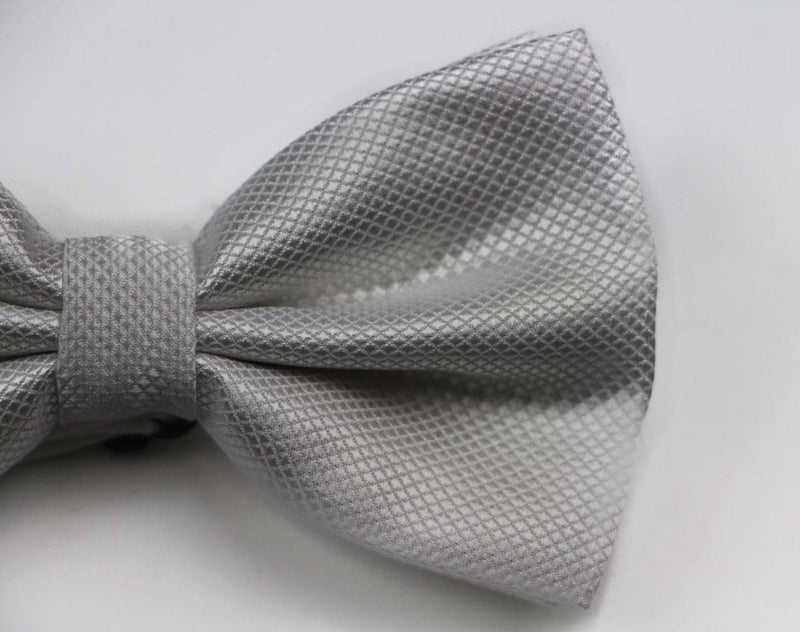 Mens White Plain Coloured Checkered Bow Tie