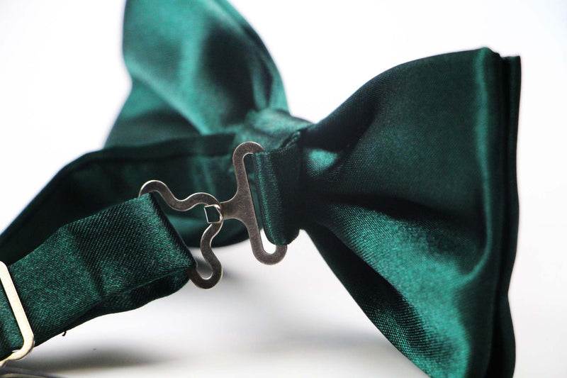 Mens Bottle Green Solid Plain Colour Bow Tie