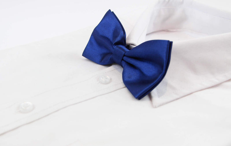 Mens Blue Solid Plain Colour Bow Tie