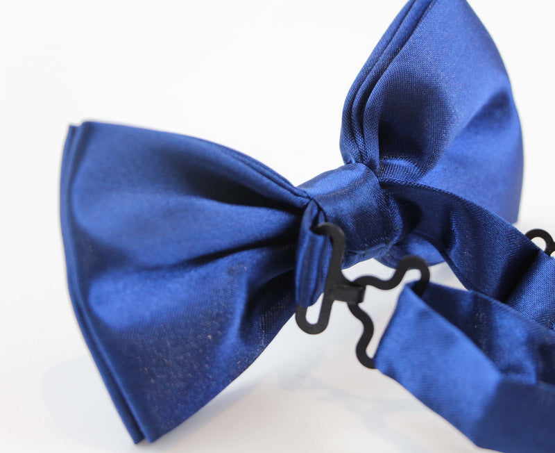 Mens Blue Solid Plain Colour Bow Tie