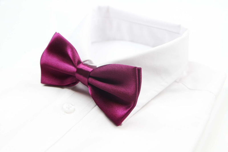 Mens Burgundy Solid Plain Colour Bow Tie