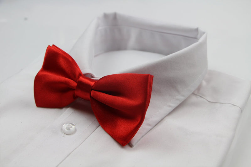 Mens Red Orange Solid Plain Colour Bow Tie