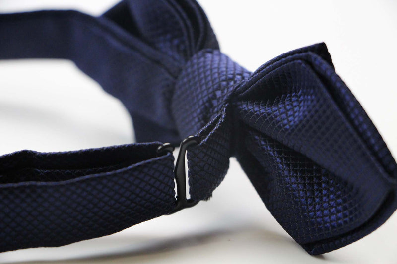 Mens Navy Diamond Shaped Checkered Bow Tie