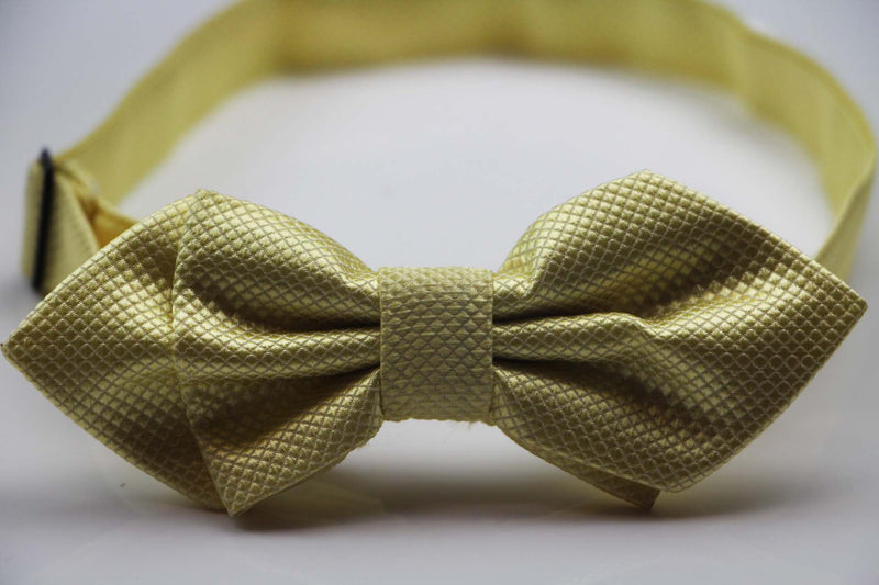 Mens Honey Yellow Diamond Shaped Checkered Bow Tie