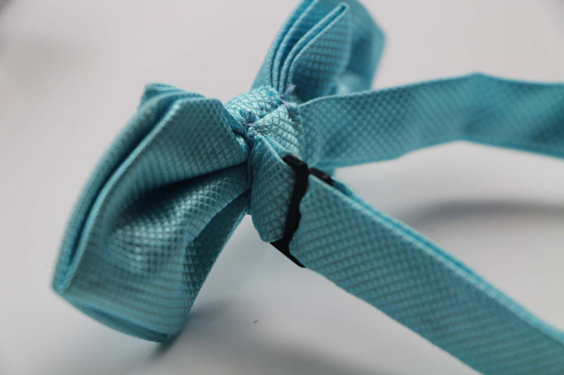 Mens Sky Blue Diamond Shaped Checkered Bow Tie