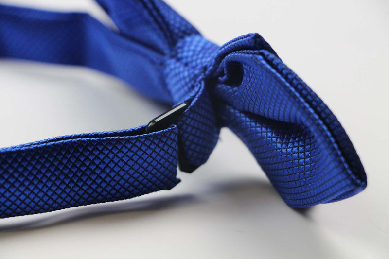 Mens Blue Diamond Shaped Checkered Bow Tie