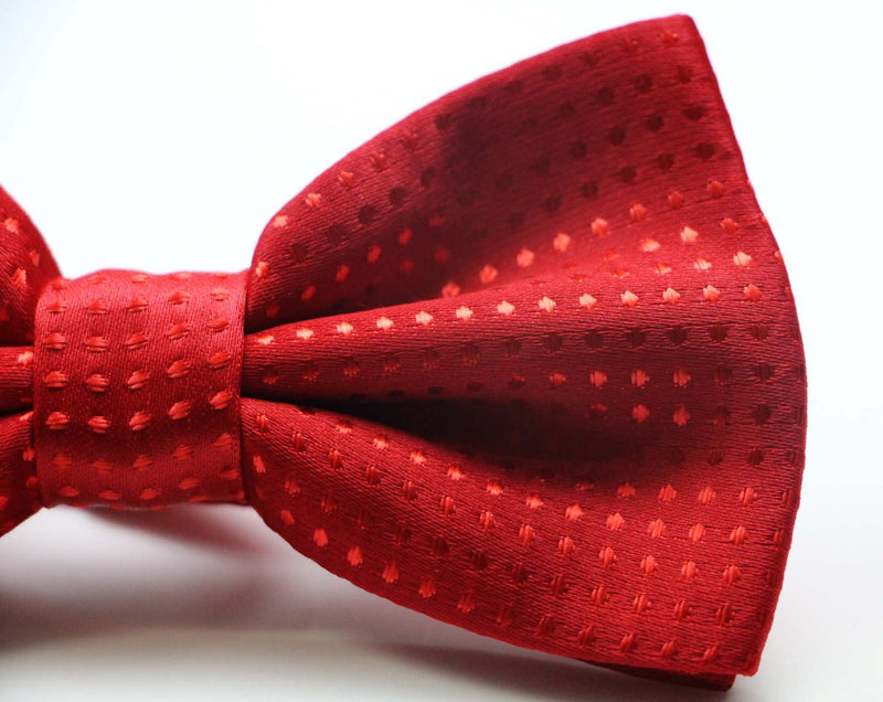 Mens Red Polka Dot Patterned Bow Tie