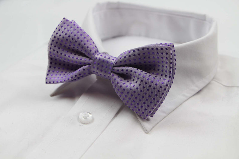 Mens Violet Polka Dot Patterned Bow Tie