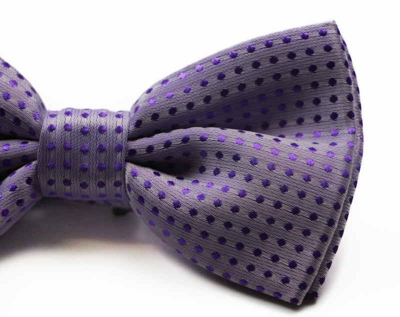 Mens Violet Polka Dot Patterned Bow Tie