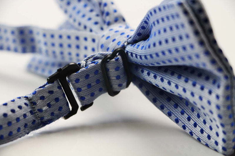 Mens Light Blue Polka Dot Patterned Bow Tie