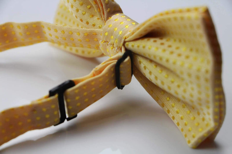 Mens Yellow Polka Dot Patterned Bow Tie