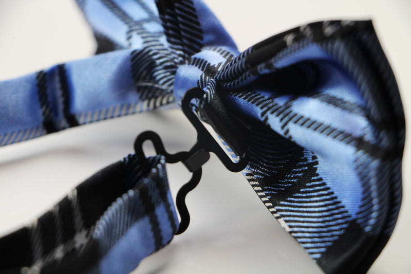Mens Blue Tarten Plaid Patterned Bow Tie
