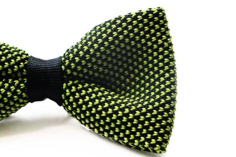Mens Green & Black Cross-Hatched Knitted Bow Tie
