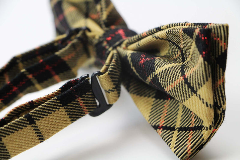 Mens Gold Tarten Patterned Bow Tie With Tinsel