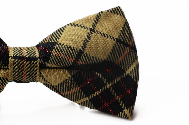 Mens Gold Tarten Patterned Bow Tie With Tinsel