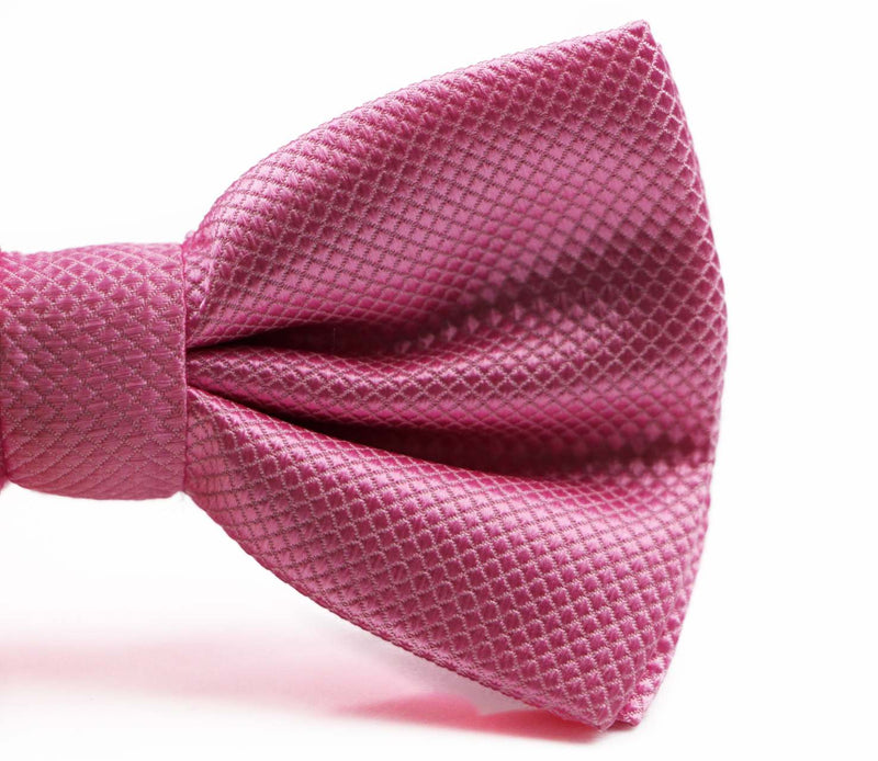 Mens Baby Pink Plain Coloured Checkered Bow Tie