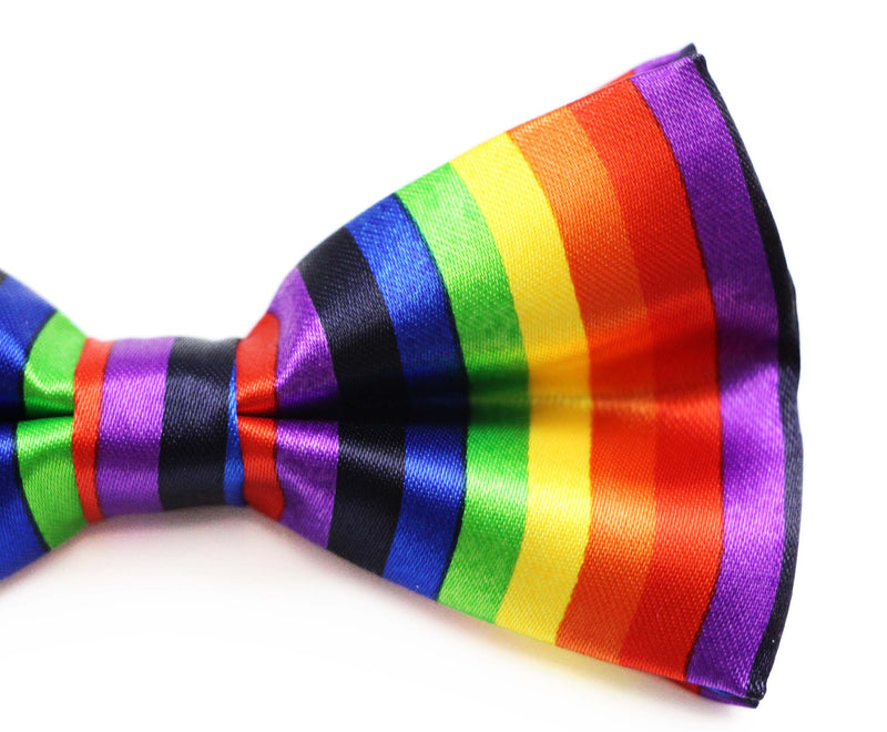 Mens Multicoloured Striped Patterned Rainbow Bow Tie