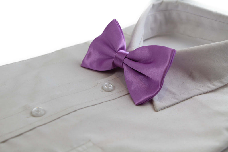 Mens Light Purple Solid Plain Colour Bow Tie