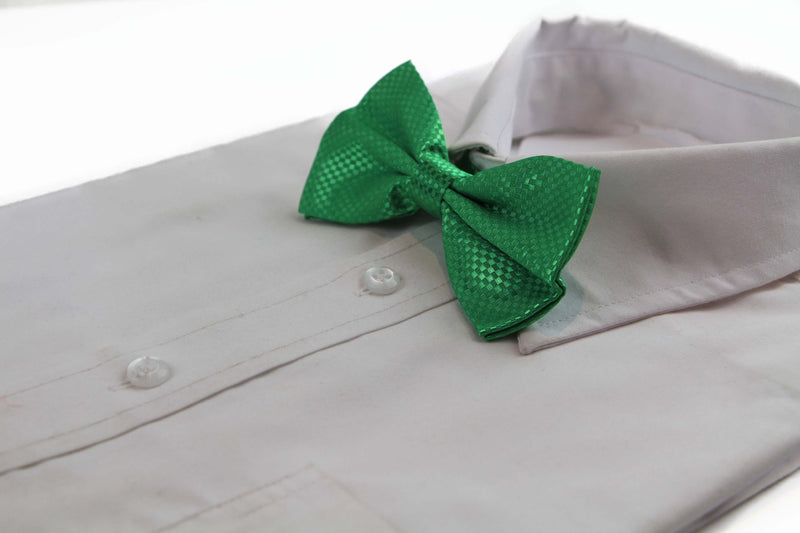 Mens Green Disco Shine Checkered Patterned Bow Tie