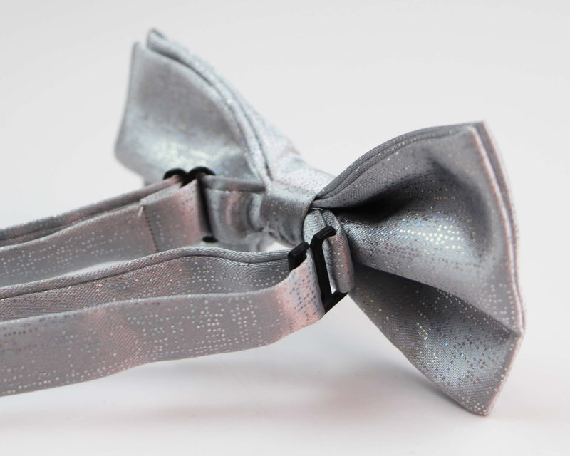 Mens Silver Sparkly Glitter Patterned Bow Tie