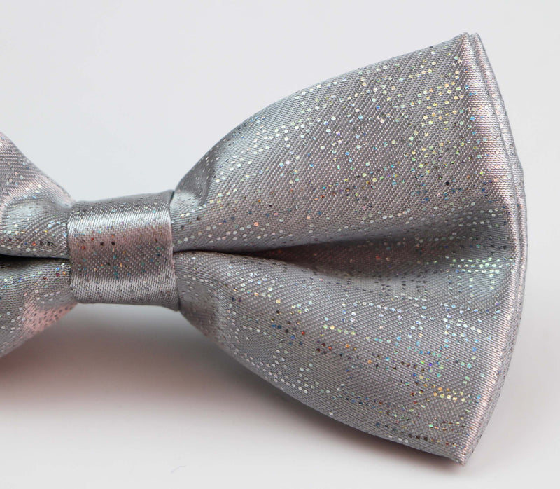 Mens Silver Sparkly Glitter Patterned Bow Tie
