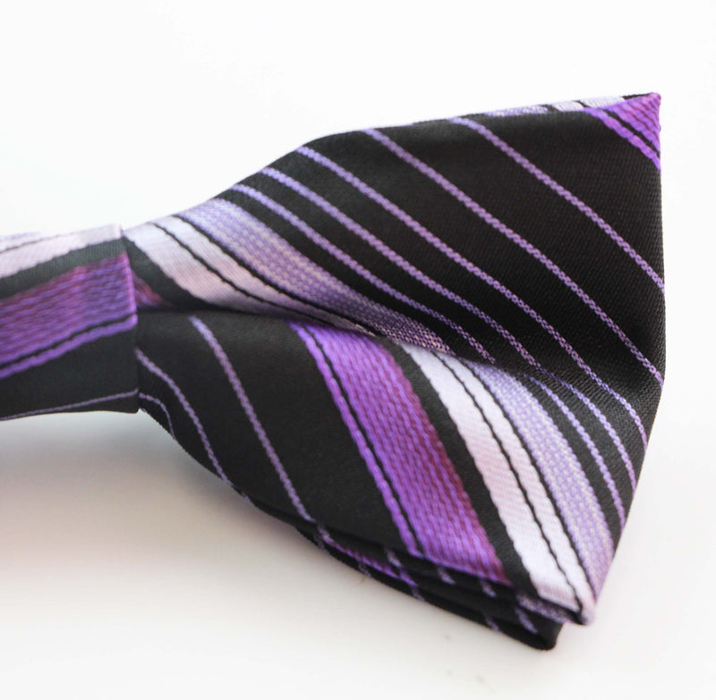 Mens Black & Purple Patterned Bow Tie