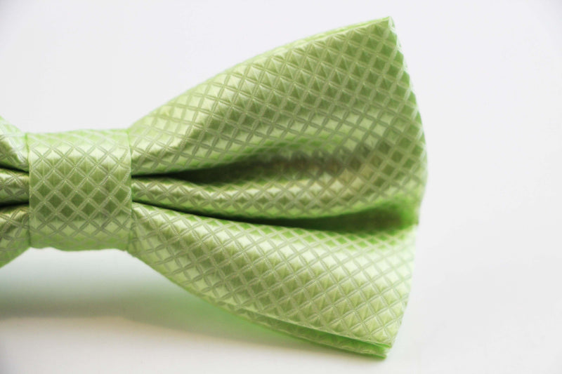 Mens Lime Plain Coloured Large Patterned Checkered Bow Tie