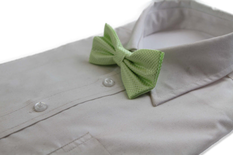 Mens Lime Plain Coloured Large Patterned Checkered Bow Tie