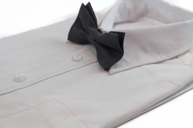 Mens Grey Velvet Plain Colour Bow Tie