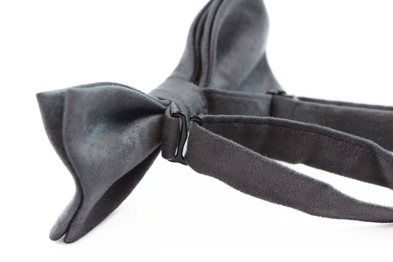 Mens Grey Velvet Plain Colour Bow Tie