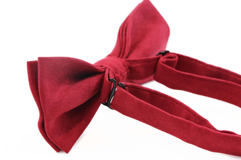 Mens Red Velvet Plain Colour Bow Tie