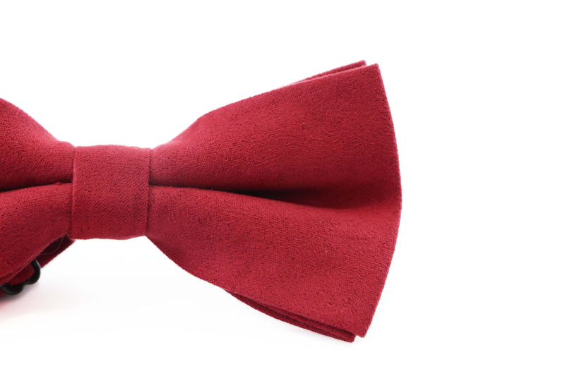 Mens Red Velvet Plain Colour Bow Tie