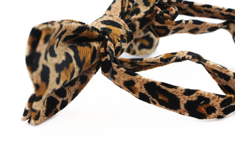 Mens Gold & Black Leopard Cord Patterned Bow Tie