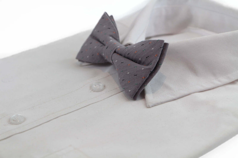 Mens Light Grey Multicoloured Star Cotton Bow Tie