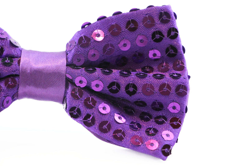 Mens Purple Sequin Patterned Bow Tie