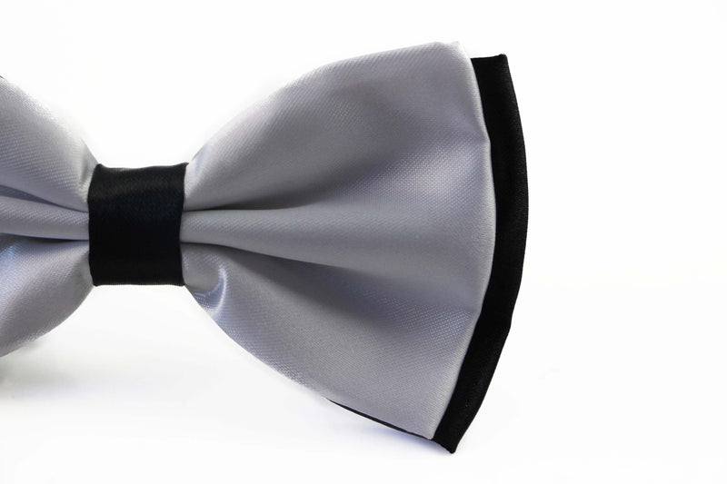 Mens White Two Tone Layered Bow Tie