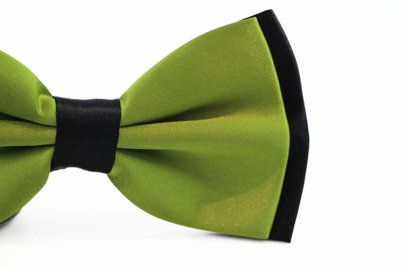 Mens Olive Green Two Tone Layered Bow Tie